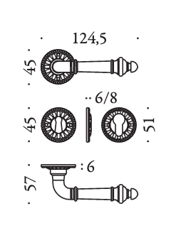 Дверная ручка Colombo Design Antologhia Impero KIM11 RB 0.40D BR GR
