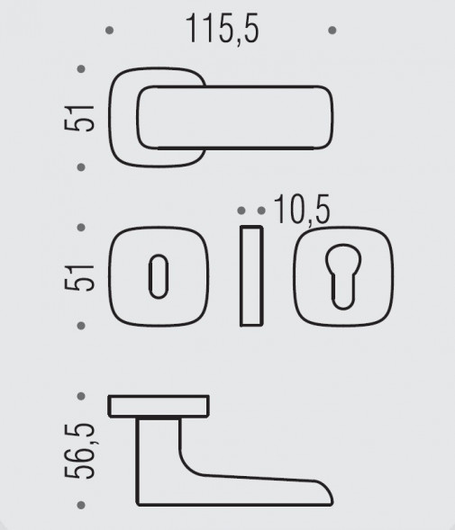 Дверная ручка Colombo Design SPIDER MR15R хром матовый в комплекте с накладками под ключ для межкомнатных дверей