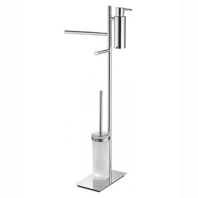 Стойка COLOMBO DESIGN SQUARE B9918 напольная с полотенцедержателем с дозатором с держателем туалетной бумаги и с ершиком