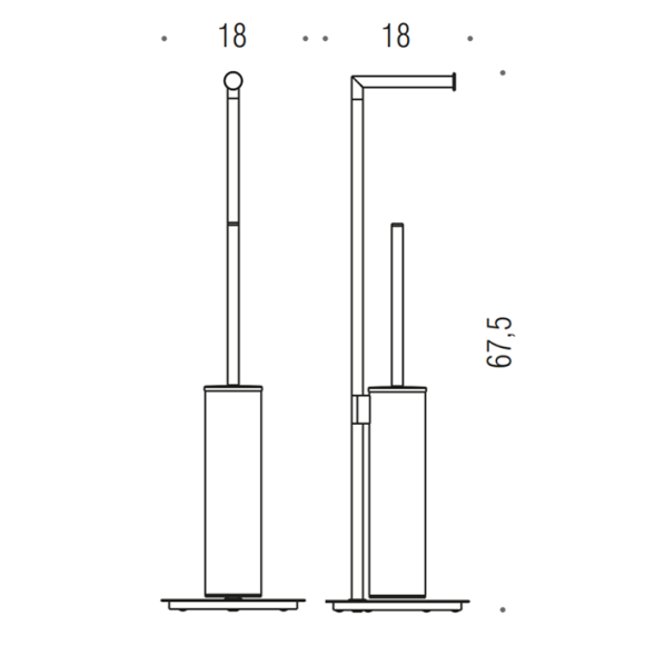 Стойка COLOMBO DESIGN MINI B4018.NM с держателем туалетной бумаги и ершиком цвет черный матовый