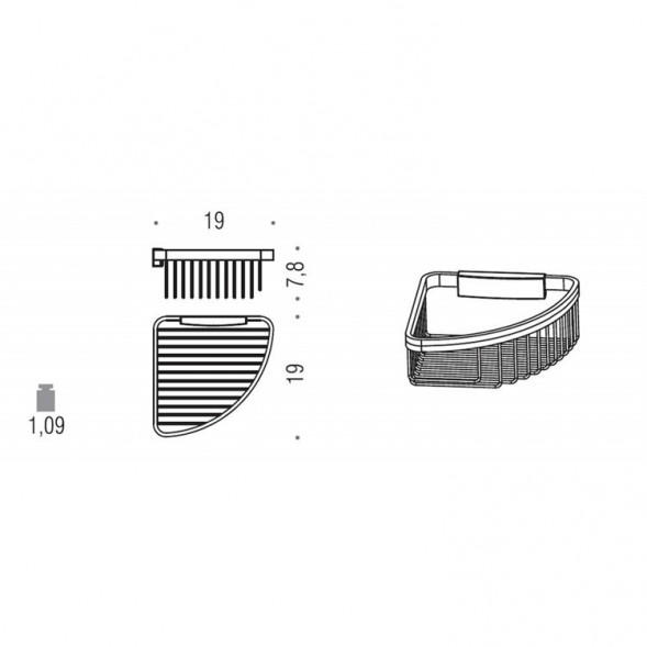 Полочка корзинка COLOMBO DESIGN ANGOLARI B9648.NM черный матовый, угловая одинарная съемная